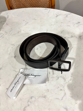 Salvatore Ferragamo Reversible and adjustable belt with rectangular buckle